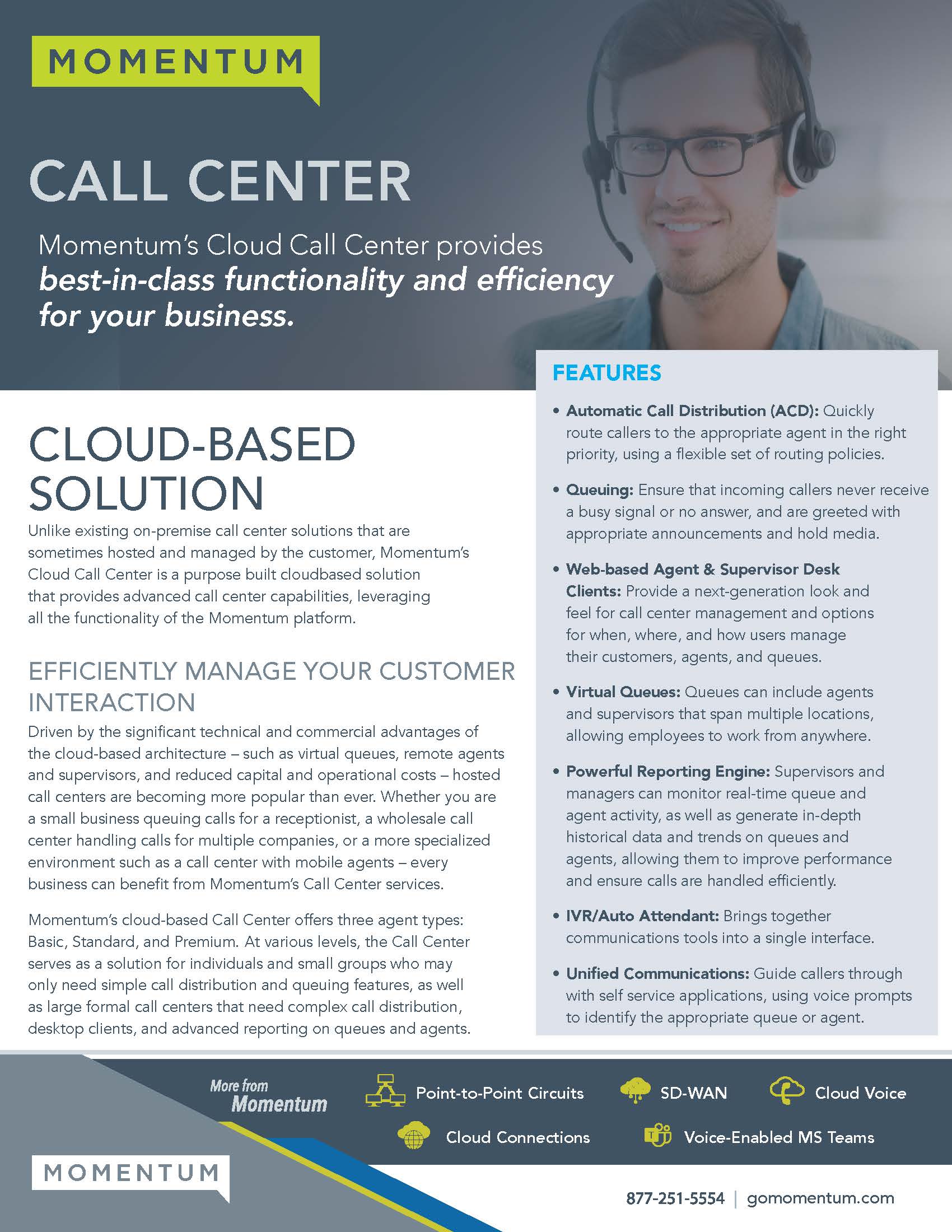 Hosted Call Center Product Sheet | Momentum Telecom